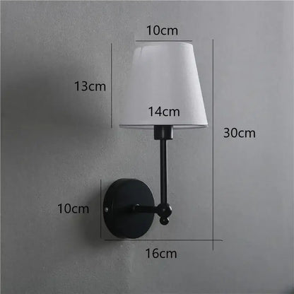 Black metal wall lamp with white fabric shade luxury brass and gold wall lamp bedroom sconce decorbites led black