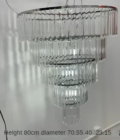 Luxury cascading crystal ice bar chandelier with clear faceted glass prisms and polished chrome frame for dining room decorbites crystal ice