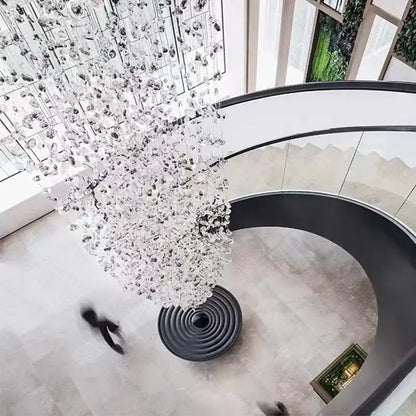 Luxury decorbites crystal led chandelier with cascading tree-like design for elegant staircase lighting fixture
