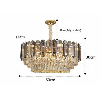 Elegant gold-toned wall lamp with cascading tiers of clear and smoky crystal prisms decorbites crystal led lighting