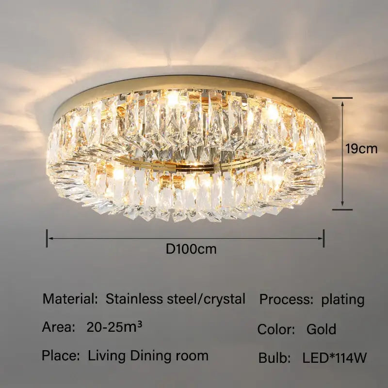 Gold-plated luxury decorbites crystal led ceiling lights with faceted crystal prisms for modern living room decor