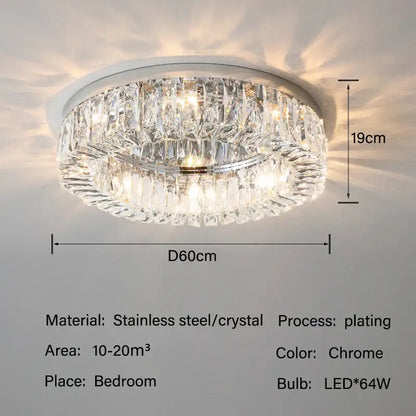 Luxury chrome crystal led ceiling lights with circular multi-tier faceted crystals for living room decorbites crystal led