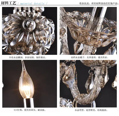 Elegant clear crystal wall lamp with intricate floral and teardrop elements in polished chrome decorbites clear crystal design