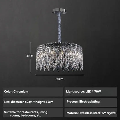 Luxury clear and purple crystal chrome chandelier with sleek k9 crystal strands for dining room decorbites chrome chandelier