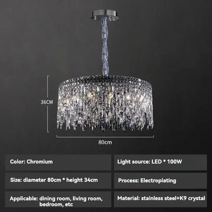 Luxury clear and purple crystal chrome chandelier with chrome finished stainless steel frame by decorbites chrome chandelier