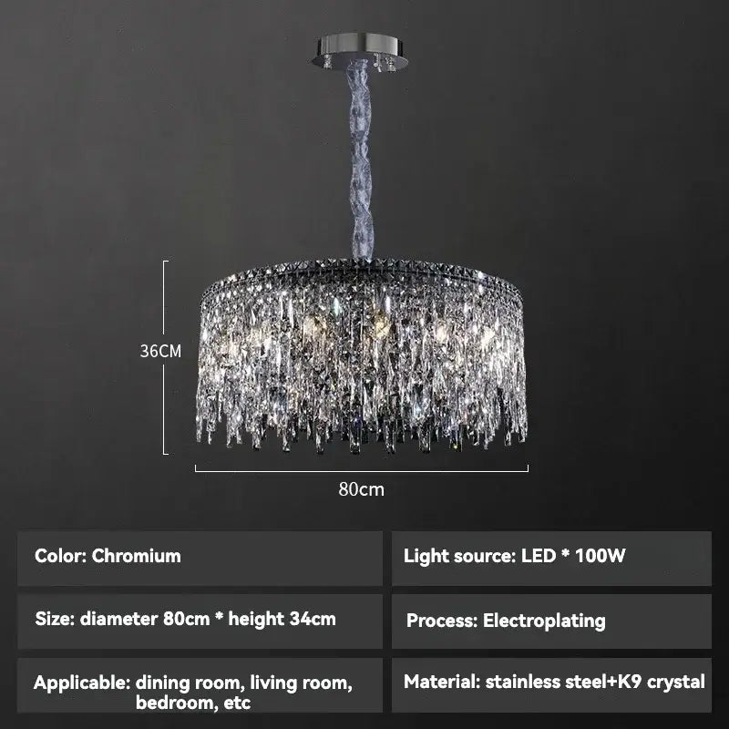 Luxury clear and purple crystal chrome chandelier with chrome finished stainless steel frame by decorbites chrome chandelier