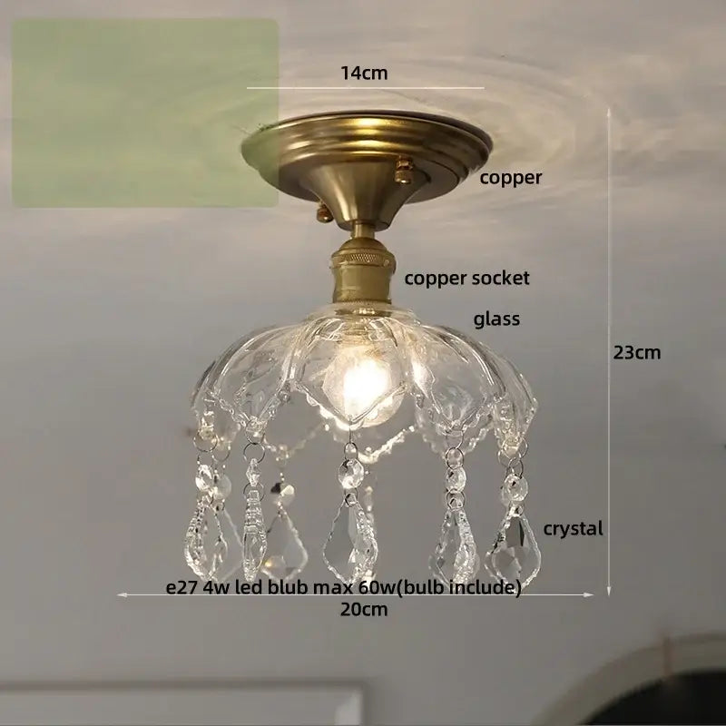 Luxury crystal brass ceiling lamp with clear glass chandelier and hanging teardrops for decorbites glass grid decor
