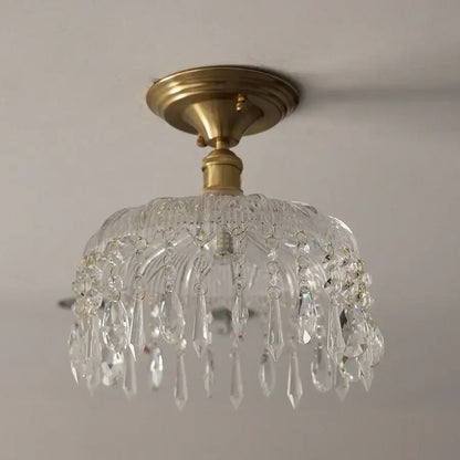 Luxury crystal brass ceiling lamp with teardrop crystals for living room decorbites glass grid glass grid led lighting