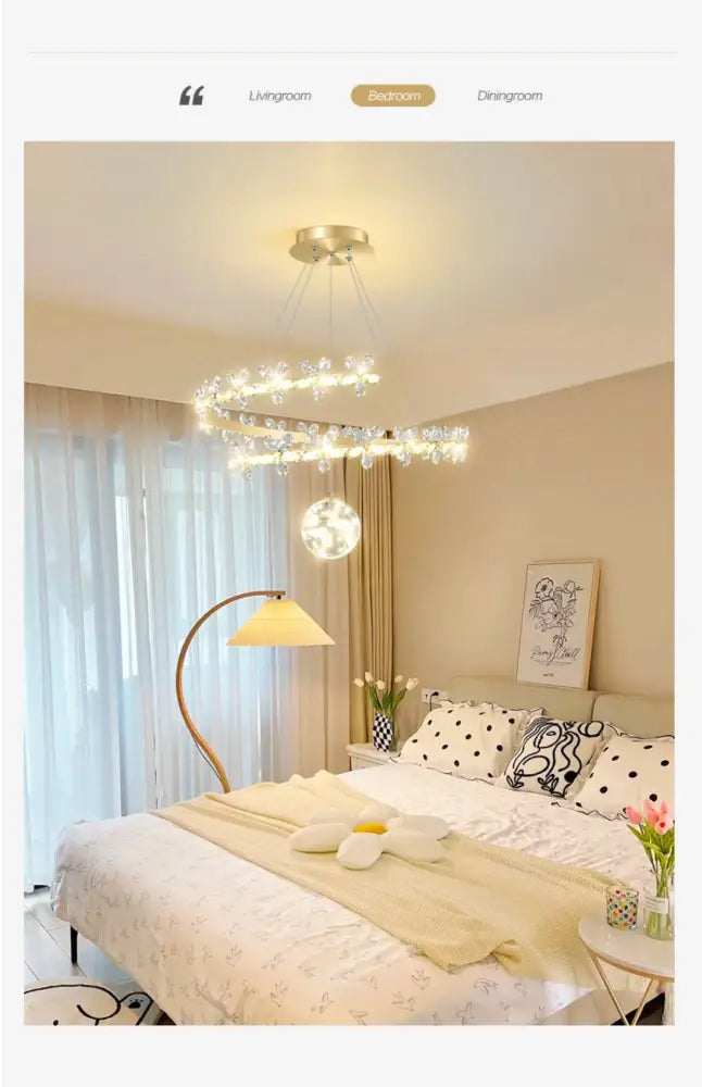 Luxury crystal gold ceiling chandelier with multi-tier sparkling crystals and central spherical light for living room decorbites crystal gold