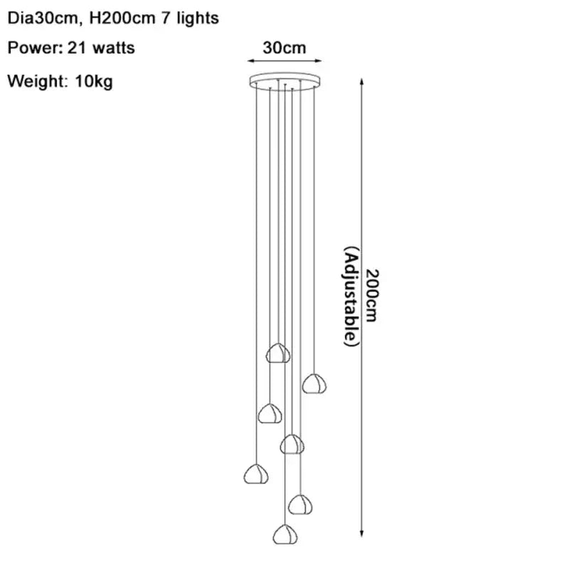 A modern 200cm decorbites crystal led chandelier with seven spherical lights for luxury dining room decorbites crystal led