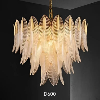 Luxury decorbites glass leaf gold chandelier with chain suspension featuring glass leaf luxury design for living rooms