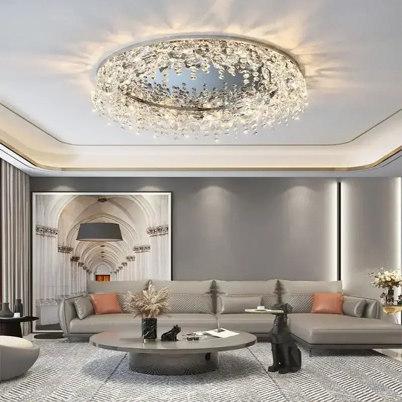 Luxury diamond crystal kitchen ceiling lamp with metallic frame and clear crystals for decorbites crystal kitchen decorbites crystal ceiling