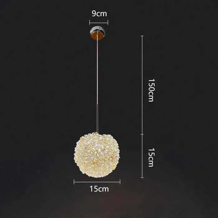 Luxury gold and amber decorbites crystal ball pendant light featuring sparkling crystals and ornate ceiling mount for bedroom lighting