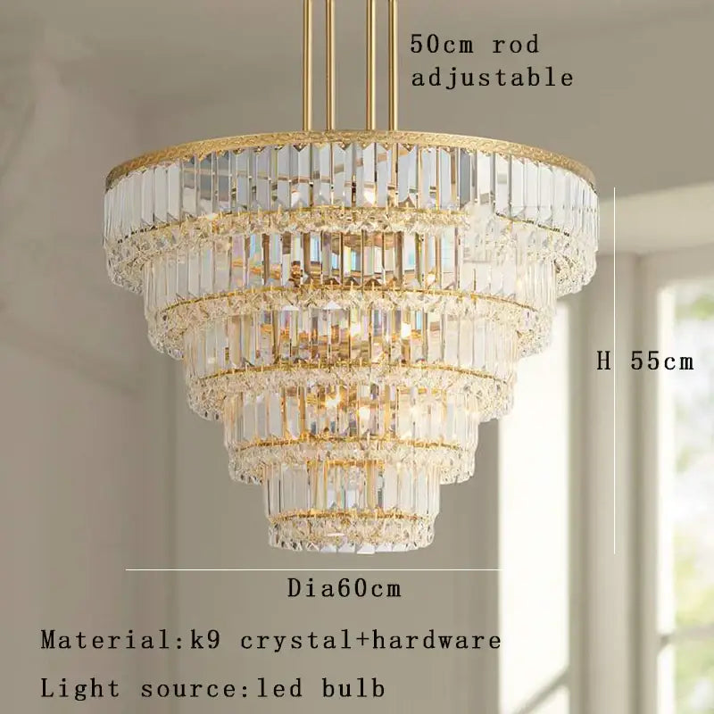 Luxury gold and amber crystal round pendant lights with cascading k9 crystal prisms and led illumination for living room decorbites crystal round pendant