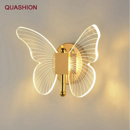 Luxury gold butterfly copper wall lamp with translucent wings illuminated by internal led lighting for bedroom decorbites butterfly copper wall sconce