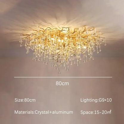 Luxury gold crystal branch chandelier with ten g9 bulbs and dangling crystal droplets for dining room decorbites crystal branch