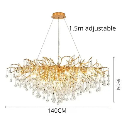 Luxury gold crystal branch chandelier with intricate arms and cascading clear crystals for dining room decorbites crystal branch