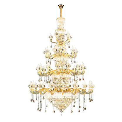 Luxury gold crystal candle chandelier with clear crystal droplets and gold-toned metal arms for dining room decorbites crystal candle