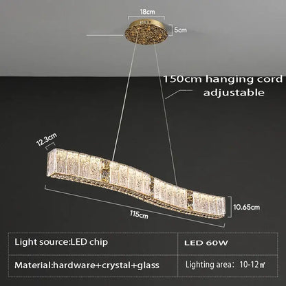A sleek luxury gold crystal ceiling chandelier with curved double ring led design perfect for dining room decorbites crystal ceiling