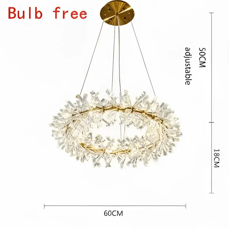 Luxury gold crystal flower chandelier with crystal-like elements and adjustable ceiling mount for living room decorbites decor