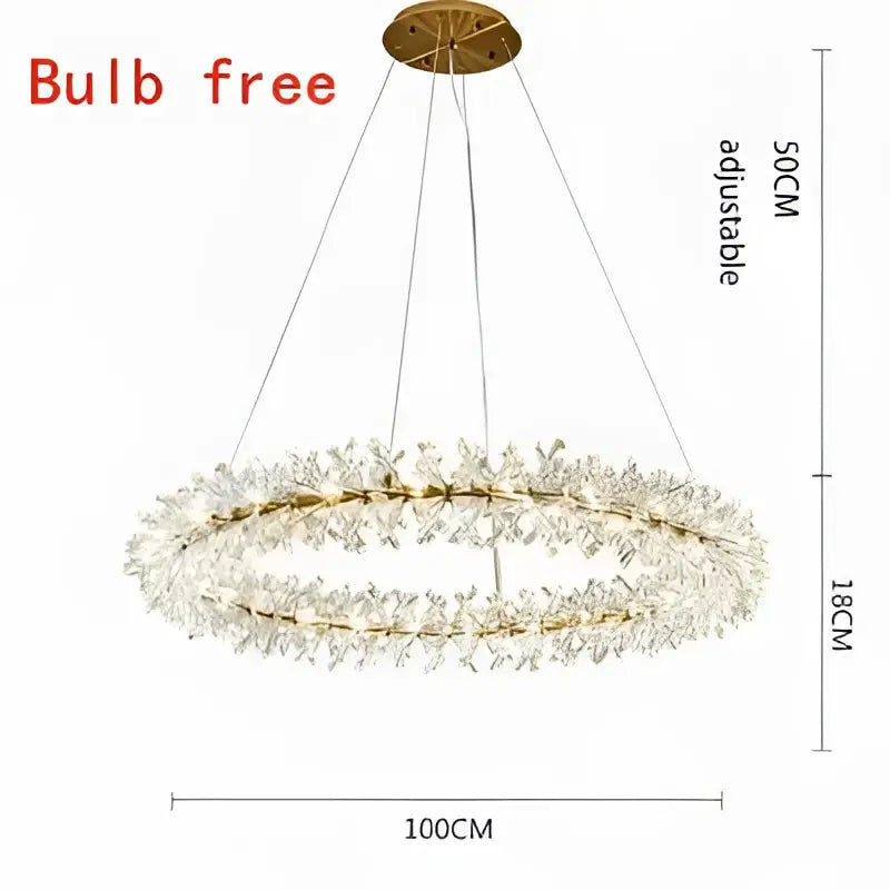 Luxury gold crystal flower chandelier with double-ring design and crystal-like embellishments for living room decorbites crystal flower