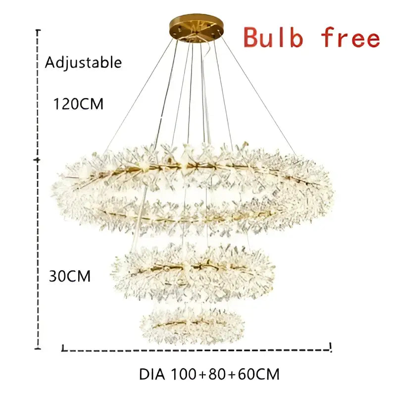 Luxury gold crystal flower chandelier with multi-tiered design and crystal-like leaf accents for living room decorbites decor