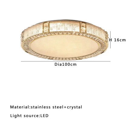 Luxury gold crystal glass ceiling light with a gold-toned stainless steel frame and embedded crystal accents for decorbites crystal glass luxury