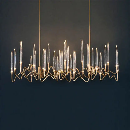 Luxury gold crystal led chandelier with a gold-toned metal frame and clear glass candle elements for villa decorbites crystal led