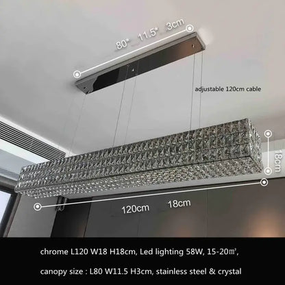 Luxury gold crystal led pendant light with chrome canopy and stainless steel frame featuring sparkling crystal facets