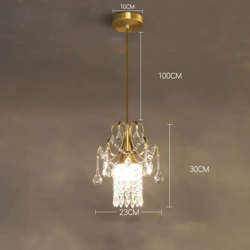 DecorBites™ luxury single head brass pendant light with crystal teardrops for elegant dining room lighting