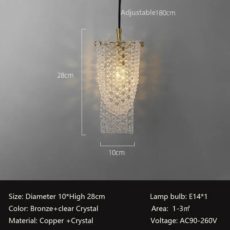 Luxury gold crystal tassel pendant dining room light with bronze metal frame and clear cascading crystal tassel beads