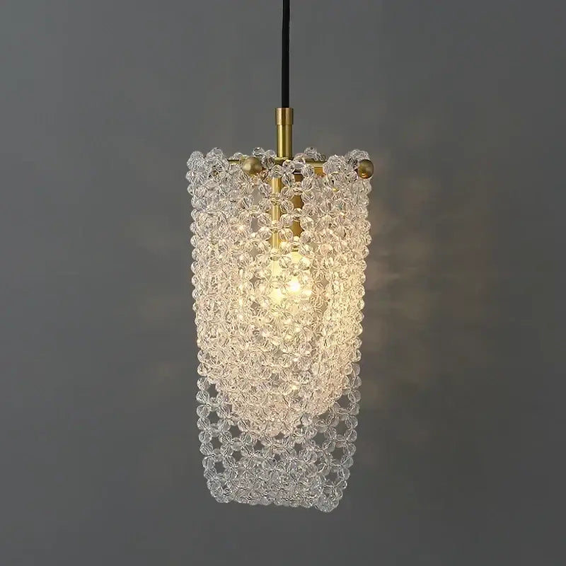Luxury gold crystal tassel pendant light with faceted crystal beads and polished brass for dining room hanging