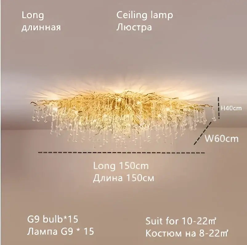 Luxury gold crystal water drop chandelier with radiant cascading design for elegant dining room decorbites crystal water drop lighting