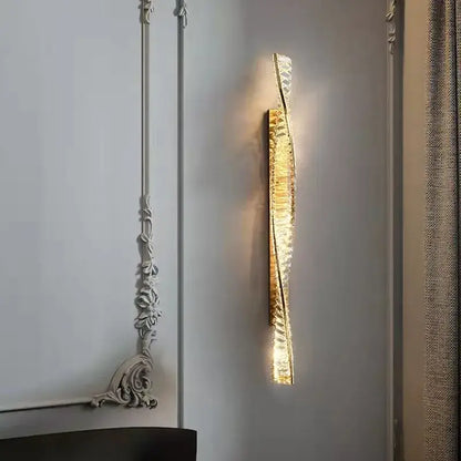 Golden textured glass luxury gold dimmable crystal wall sconce with sleek modern design for living room decorbites dimmable crystal wall