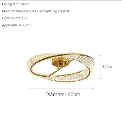 Luxury gold dna spiral crystal chandelier with double-ring gold electroplated stainless steel and clear crystal accents
