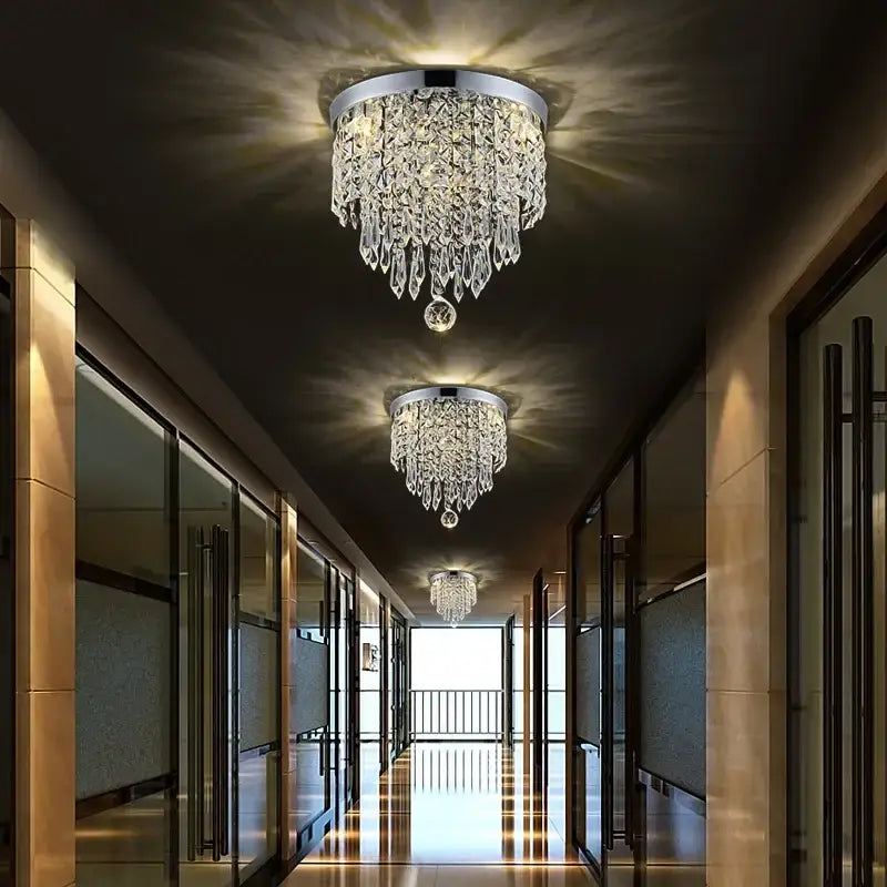 Luxury gold and silver decorbites crystal led chandelier with sleek chrome base and cascading glass droplets ceiling light