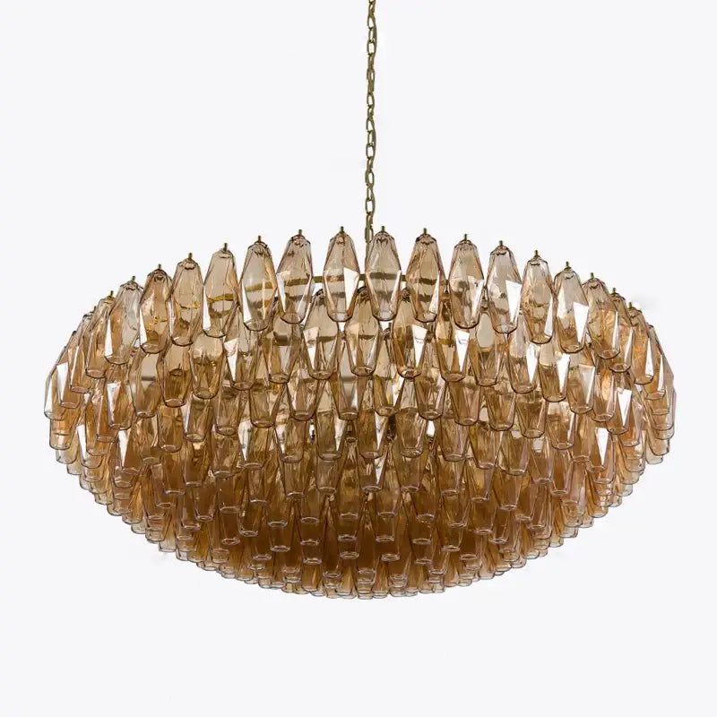 Luxury gray glass chandelier with amber faceted pieces in concentric rows for dining room decorbites gray glass fixture