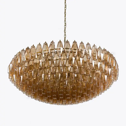 Luxury gray glass chandelier with amber faceted pieces in concentric rows for dining room decorbites gray glass fixture