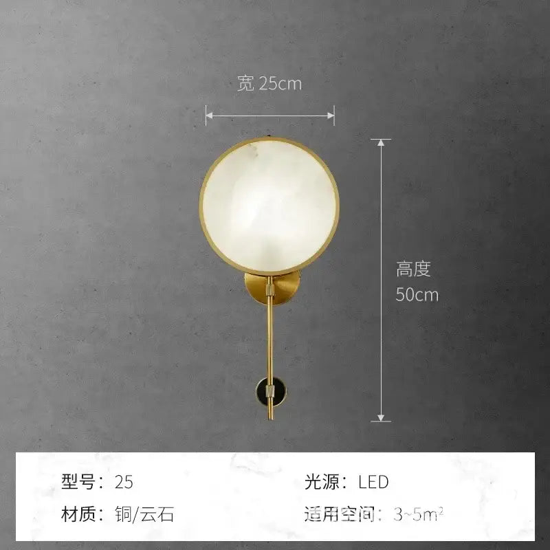 Luxury gold wall lamp with marble copper stone diffuser and led light source by decorbites ideal for bedroom decor