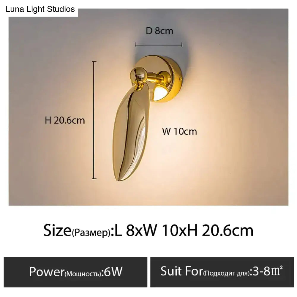 Gold-finished luxury minimalist creative seagull wall lamp with sleek teardrop design for bedroom and living room use