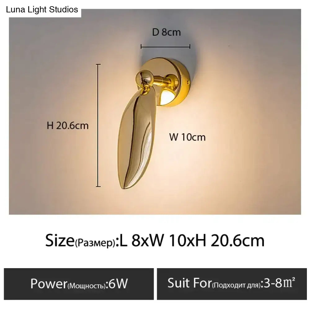 Luxury minimalist creative seagull wall lamp with gold finish and teardrop reflective shade for bedroom and living room