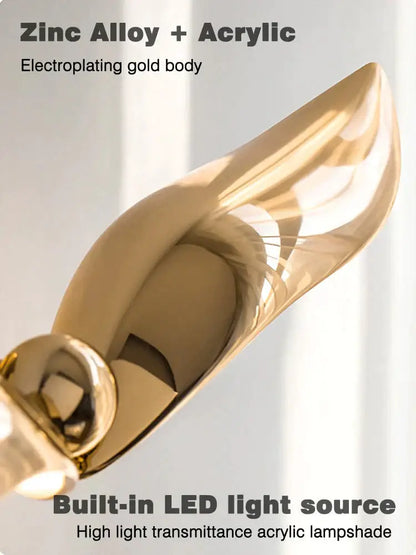 Luxury minimalist creative seagull wall lamp in gold electroplated zinc alloy and acrylic for bedroom and living room