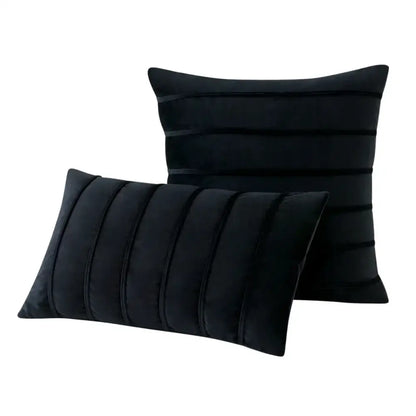 Black velvet throw pillow covers with vertical stitched stripes luxury decorbites blue velvet stripe cushion cases