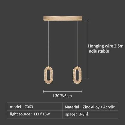 Gold-toned oval decorbites crystal rings chandelier with textured zinc alloy and acrylic for luxury staircase lighting
