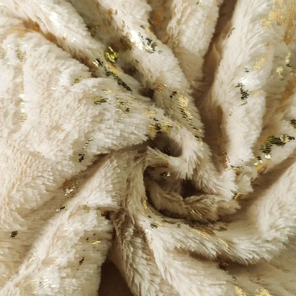 Luxury cream-colored faux fur cushion cover with scattered gold glitter accents decorbites golden fur bedroom pillow case