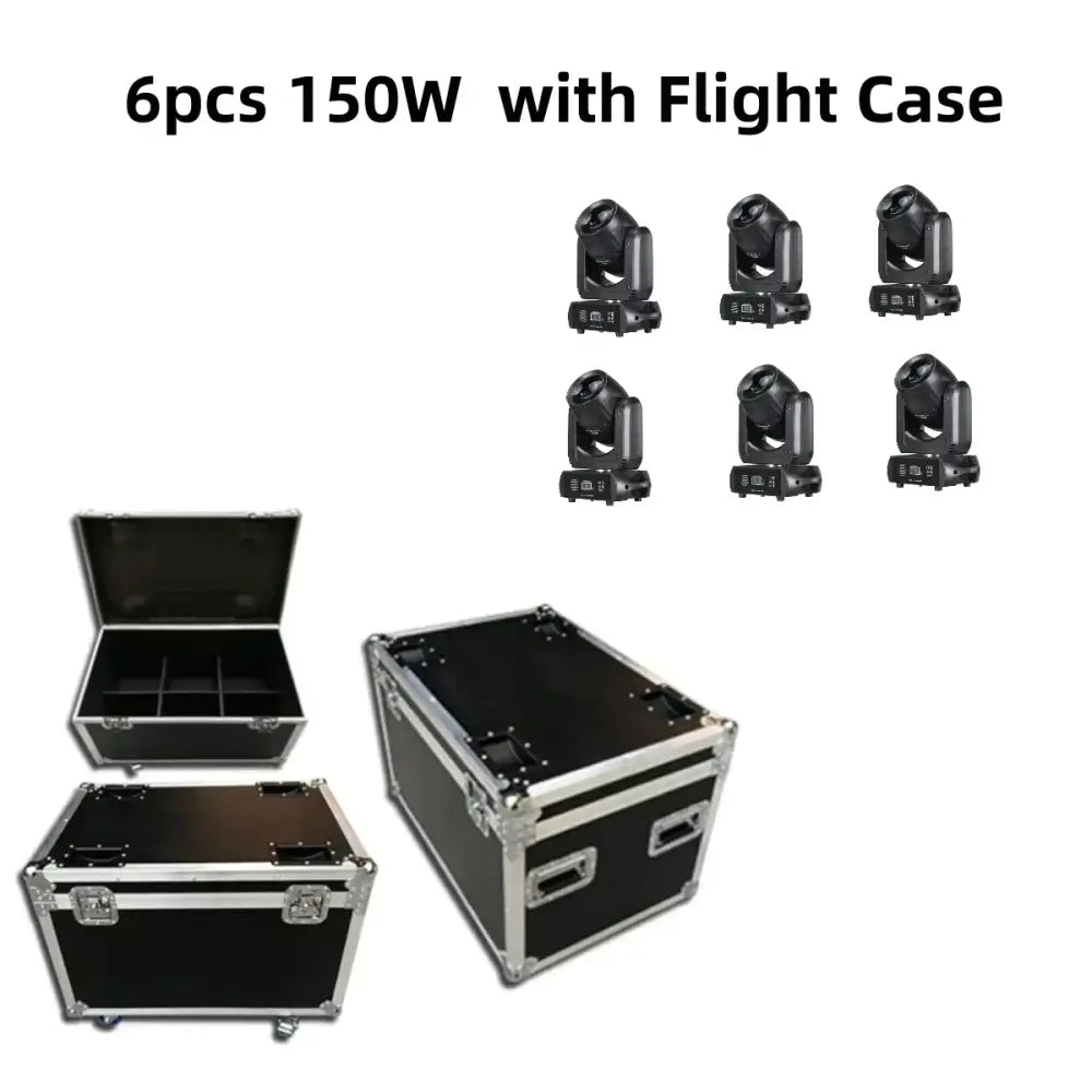 Matte black 150w mini led moving head stage lights with flight case for party room use in professional settings