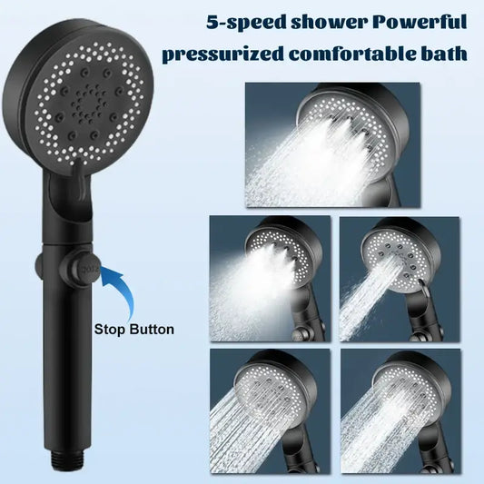 Matte black 5 mode high pressure shower head with black matte finish and multiple spray patterns for enhanced shower experience decorbites adjustable