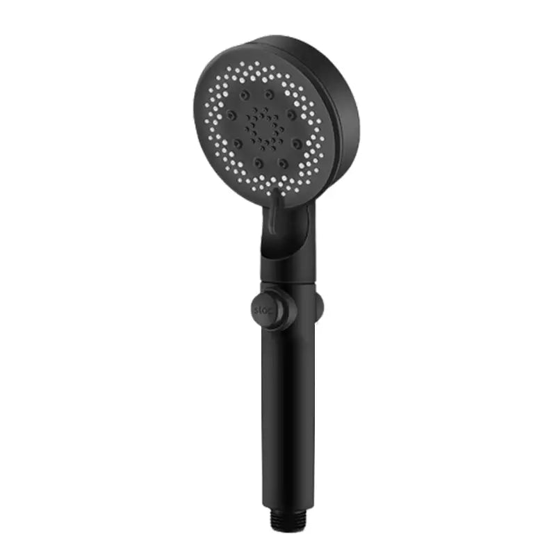 Matte black shower head with five spray modes and adjustable decorbites control knob for enhanced shower experience
