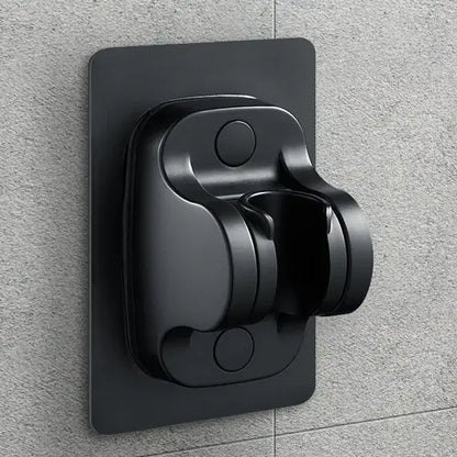 Black matte-finish wall-mounted shower head holder with sleek modern design for enhanced shower experience decorbites adjustable