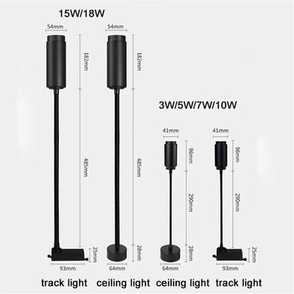 Matte black track light with adjustable beam and flexible gooseneck arms for decorbites adjustable beam task lighting